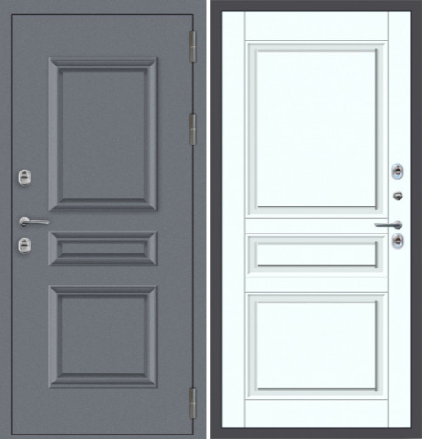 Дверь Райтвер YoDoors-62 Термо Букле Графит / Velluto Bianco с терморазрывом